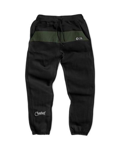 FLUID SWEATPANTS 2TONE : BLACK/OLIVE