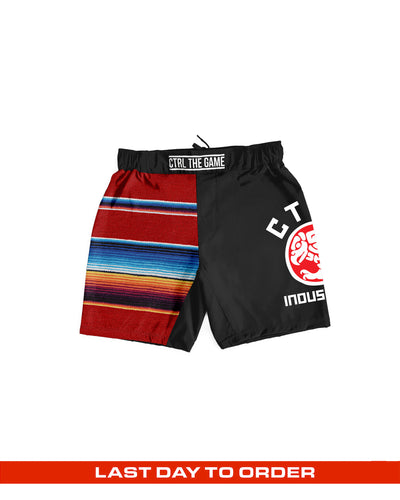 EL ZARAPE SHORTS: BLACK/RED